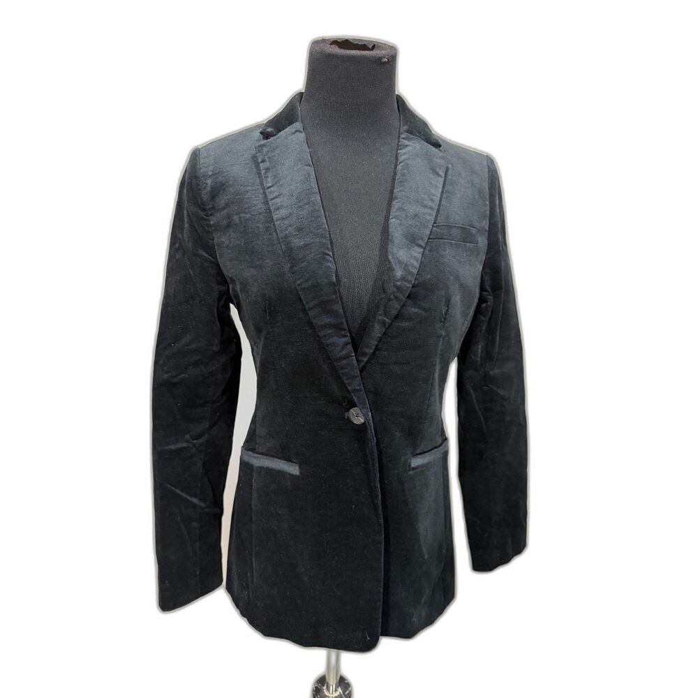 Banana Republic  Black Single-Button Velvet Blazer  Size 4